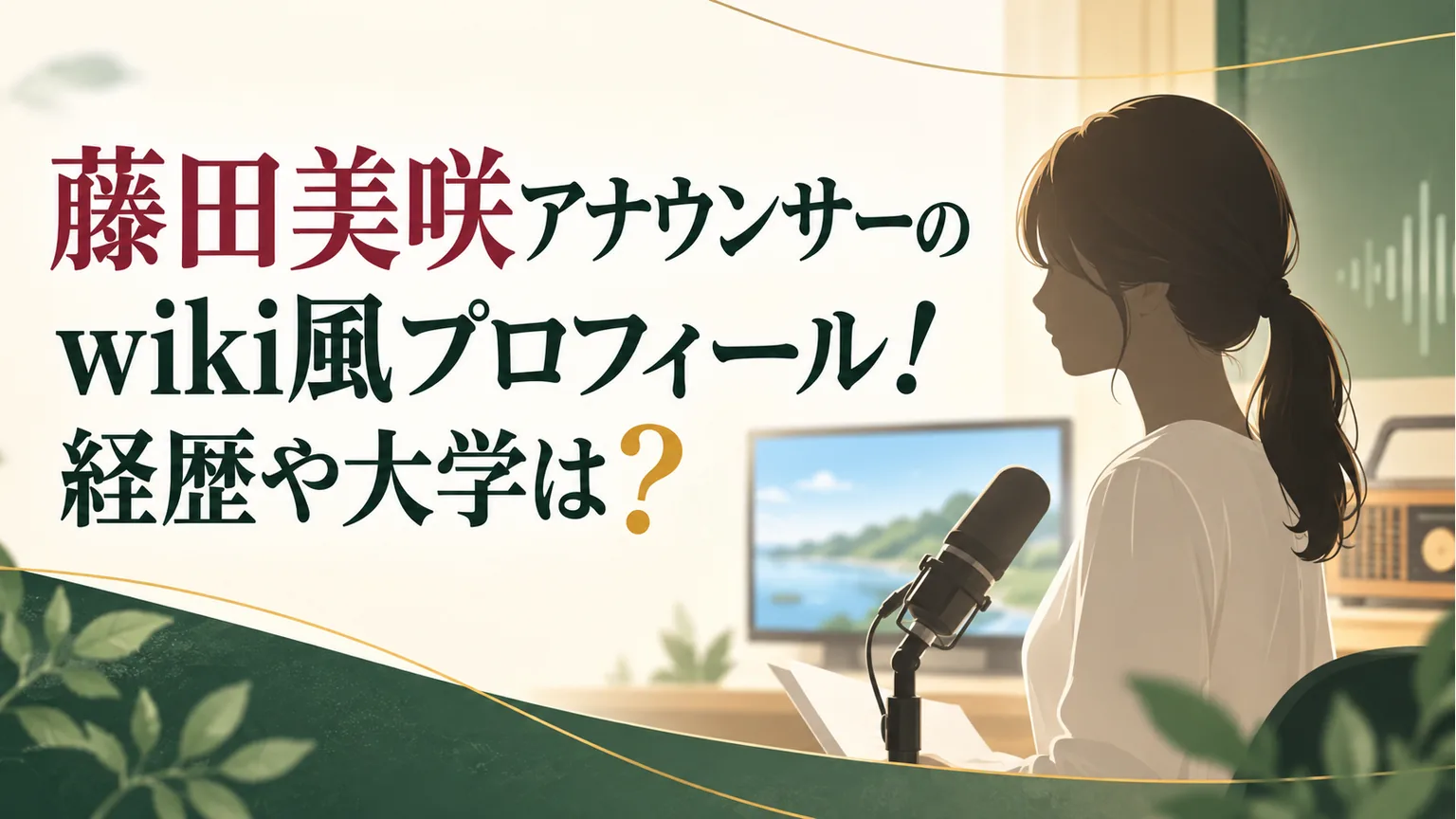 マイクの前に立つ顔の判別できない人物と、プロフィール記事のタイトルを描いたイメージ