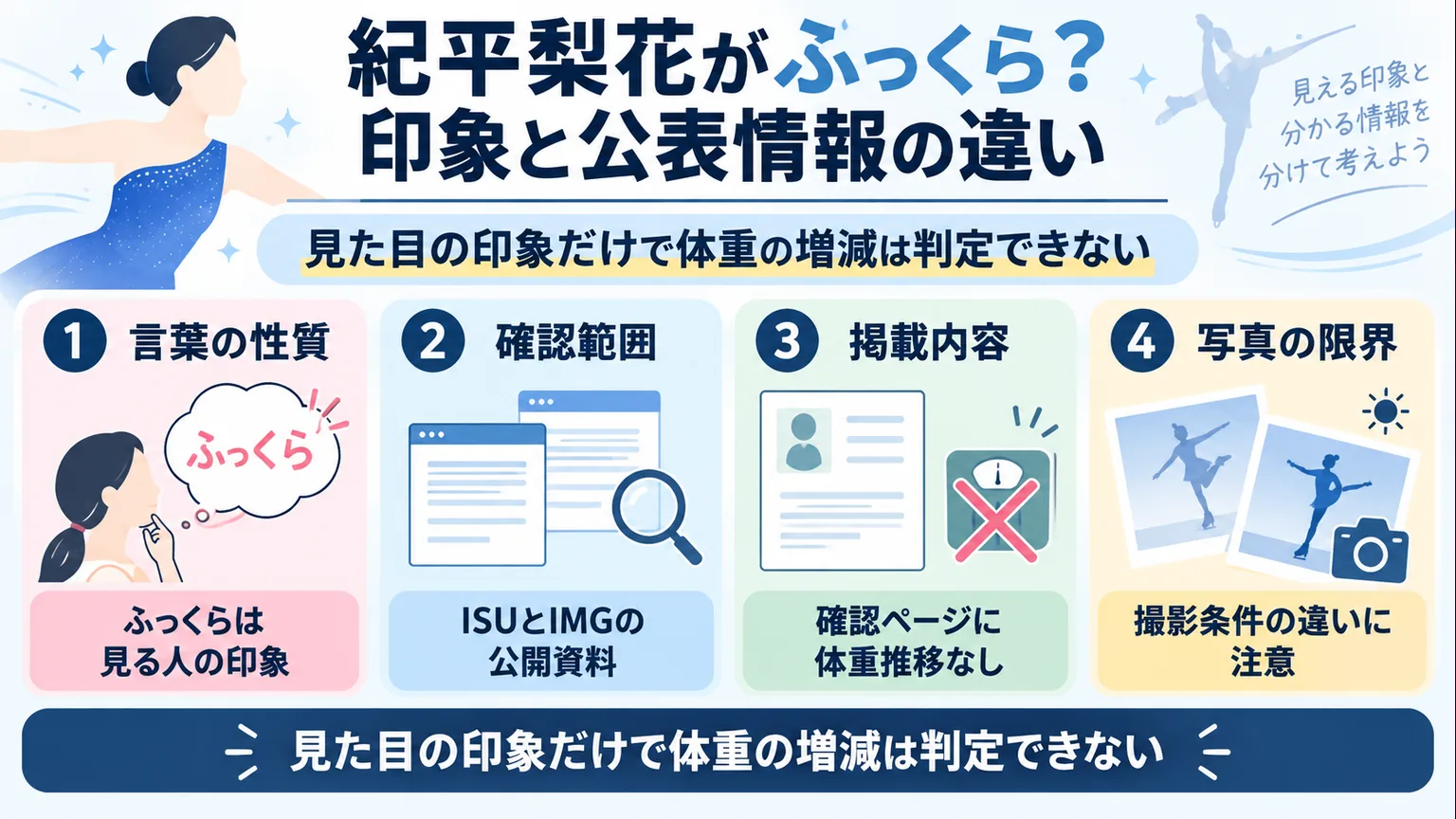印象と公開資料の確認範囲を4項目で整理した図解